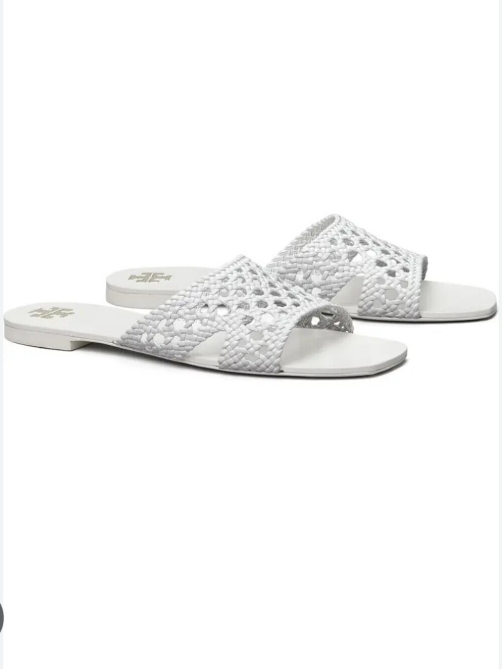 NWOT Tory Burch White‎ Woven Slide Sandals